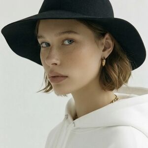 Black Wide-Brim vintage Wool Floppy Hat